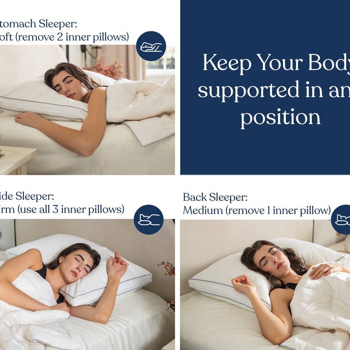 Delara - Venta al por mayor Almohadas - Almohada Ajustable de Alternativa de Plumas con Acolchado de Lana2