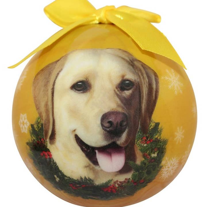 Labrador, Yellow Ball Ornament for wholesale by E&S Pets