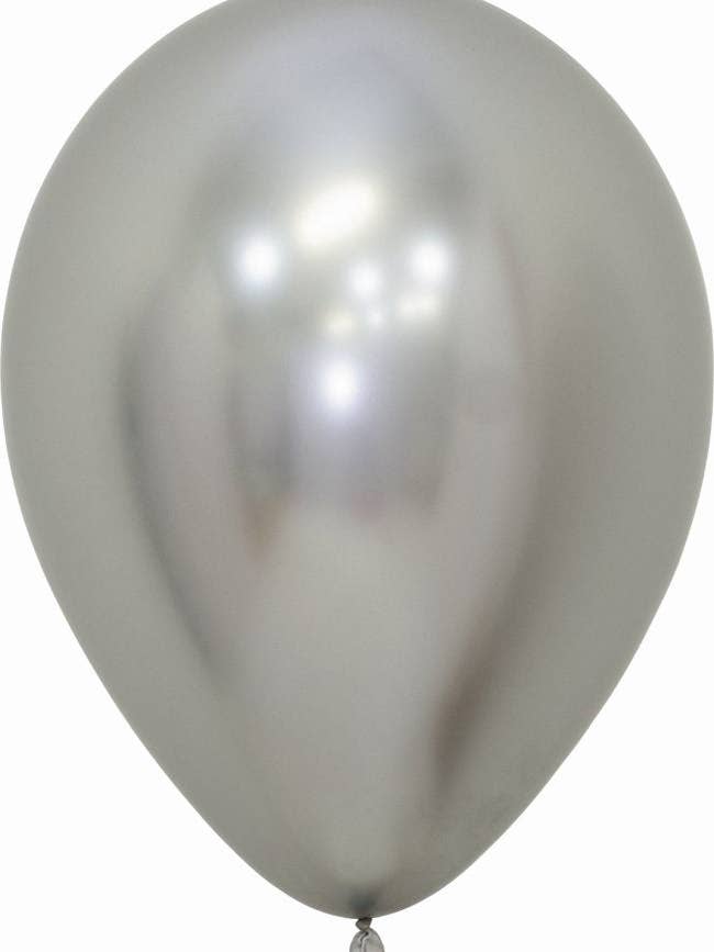 Pack of 50 latex silver chrome R5 HQ balloons for wholesale by Mis Globos