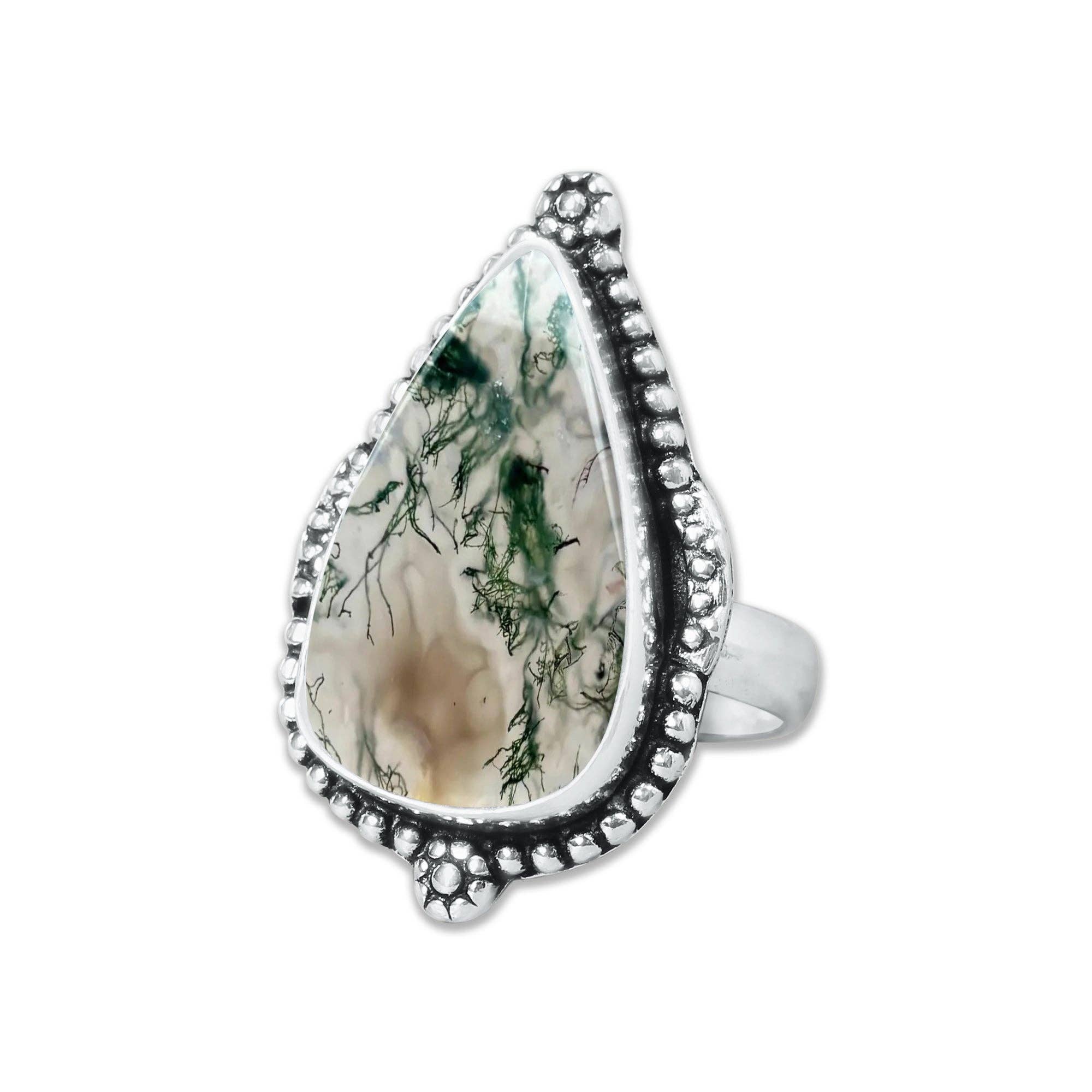 Handmade Jewels – wholesale Cocktail/Statement Ring – Mossagatringar – Handgjorda, Silverpläterade, Naturinspirerade (Tillverkade på Beställning)7