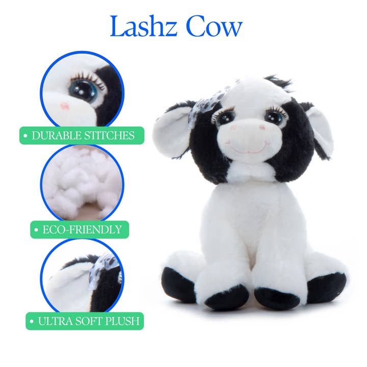 The Petting Zoo - Wholesale Stuffed/Plush Toy - Kids & Baby - 10" Lash’z Cow Plush – Farm/Barnyard Animal Stuffed Animal1
