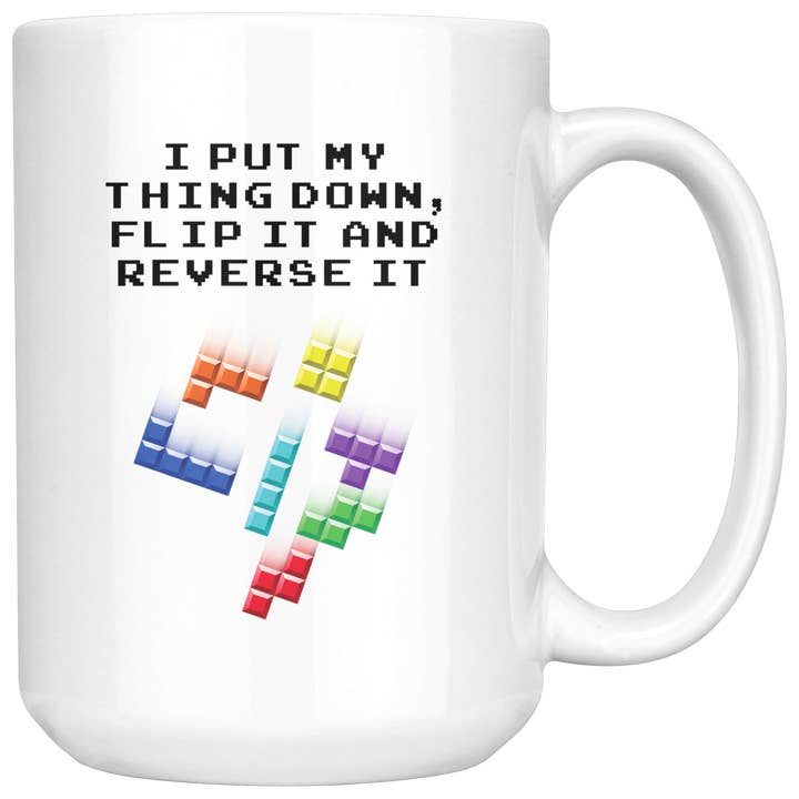 Tetris Retro 15oz Coffee Mug, Unique Gift for Video Gamers and Tetris Fans for wholesale by Caliberry Home Goods
