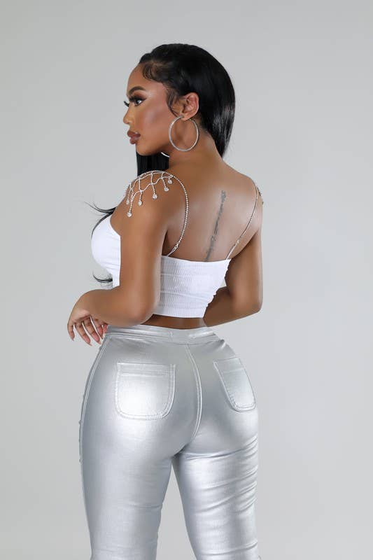 5besties inc – Engroshandel Bluse - Dame – Crop top med kædebånd9