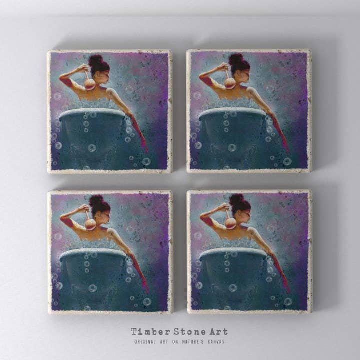 ETHNIC0756 - Set Of 4 Natural Stone Coasters for wholesale by Timber Stone Art