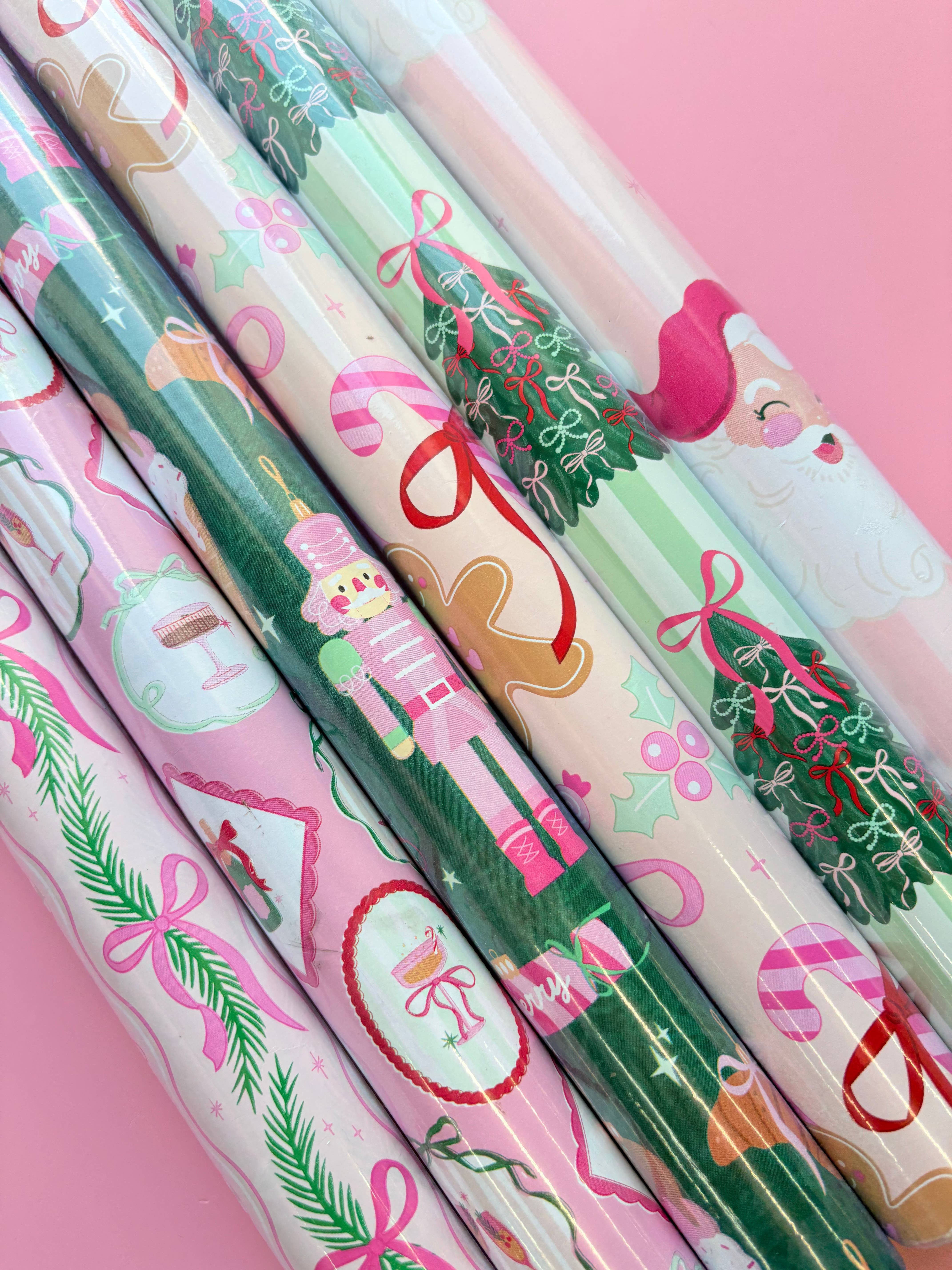 Rock Paper Scissors - Wholesale Wrapping Paper Roll - Tied up in Bows Holiday Continuous Wrapping Paper Roll Trees1