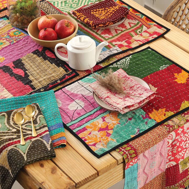 Sevya Handmade - Vente Sets de table - Sets de sets de table Kantha, lot de 4