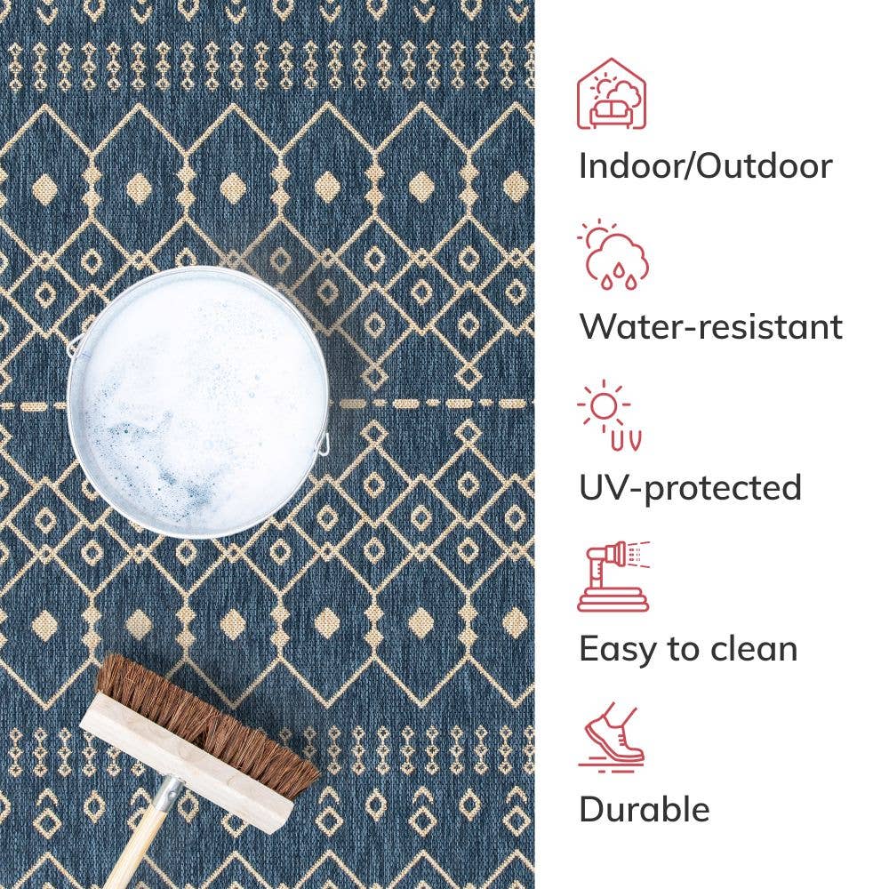 Well Woven - Wholesale Area Rug - Nord Moroccan Tribal Indoor Outdoor Blue Flatweave Rug10