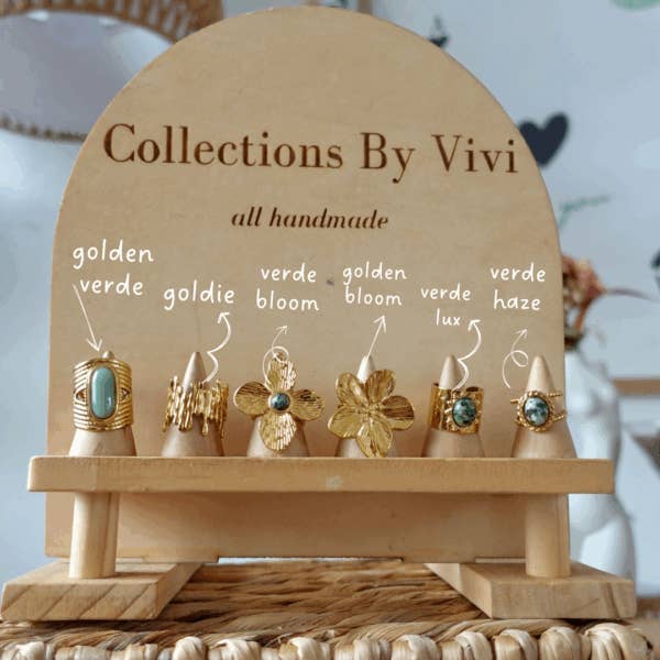 Emerald and Gold Ring Collection | Handmade Gemstone Jewelry for wholesale by Collections By Vivi