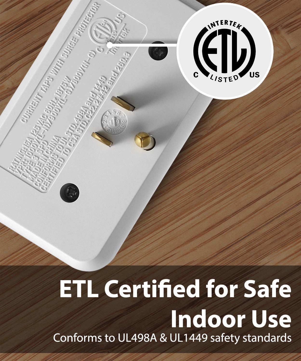 Fosmon - Wholesale Power Adapter - ETL Listed 3 Outlet Wall Mount Surge Protector 1200J5