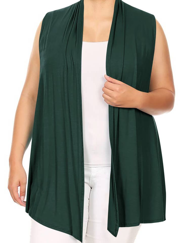 Women's Plus Size Office Solid Sleeveless Vest (Open Pack) for wholesale by MOA COLLECTION