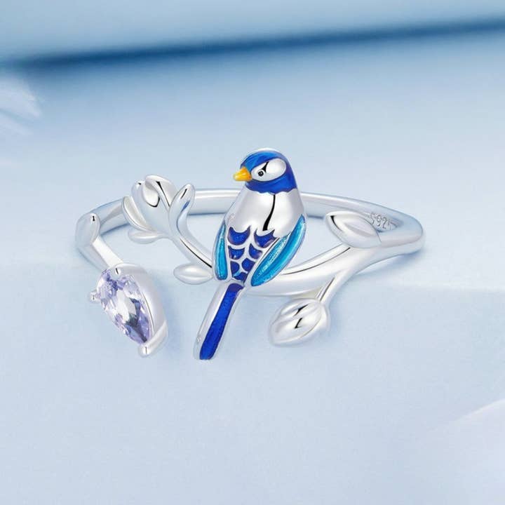 Verdivine – wholesale Cocktail/statement ring – Blue Bird Ring2