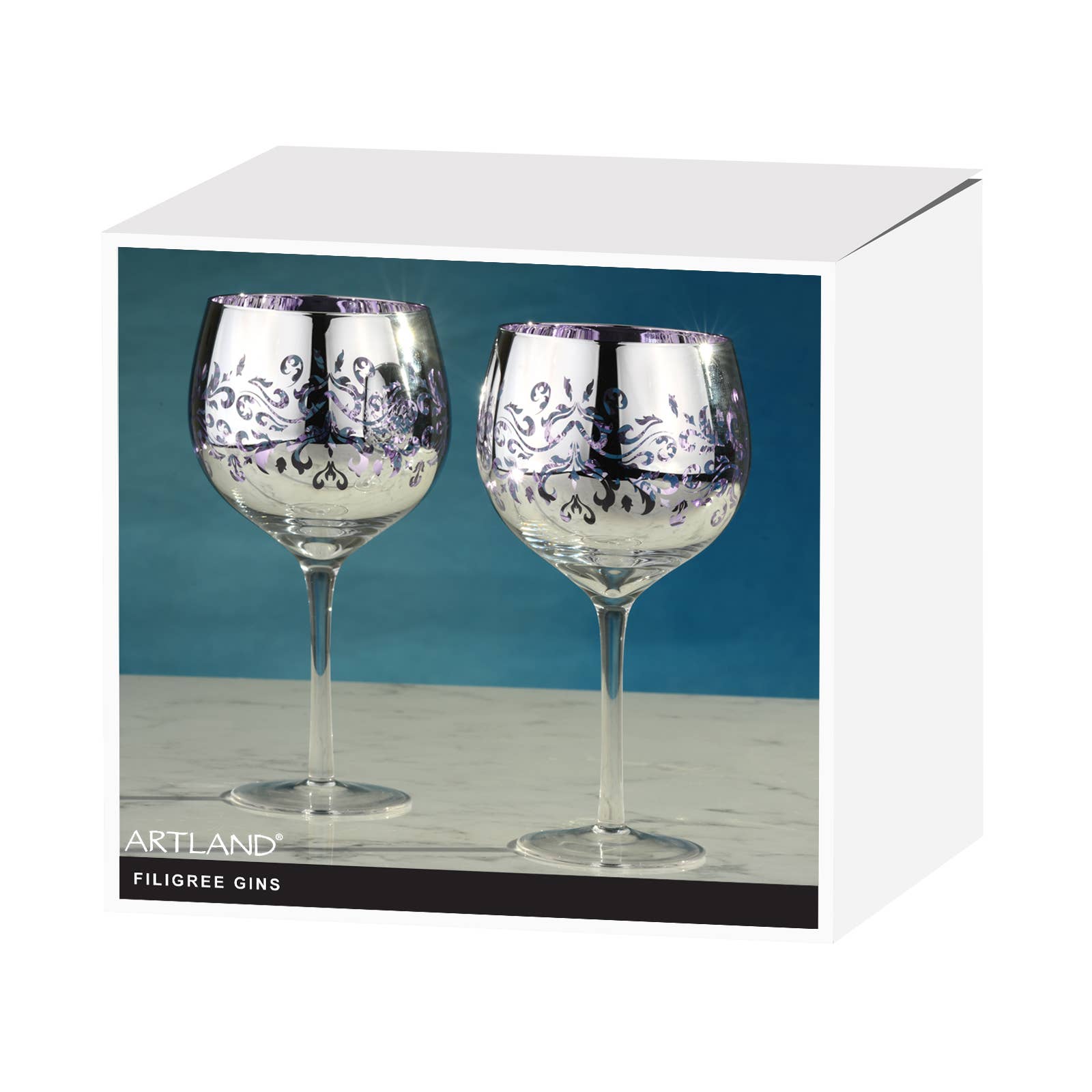 The DRH Collection BV – Großhandel Cocktail-/Schnapsglas – Set mit 2 filigranen Gin-Gläsern Flieder2