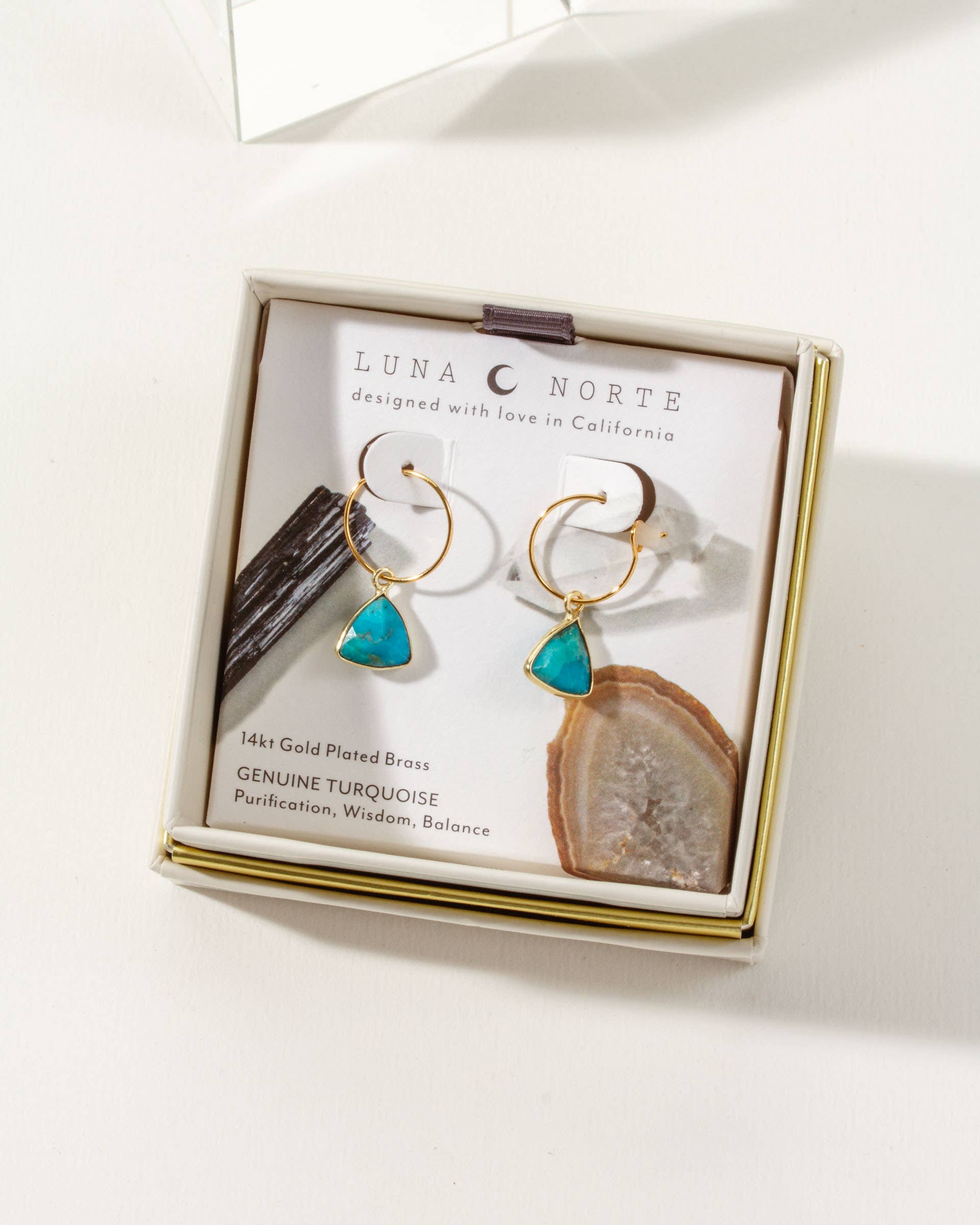 Luna Norte - Wholesale Hoop Earrings - Bermuda Triangle Mini Hoop Earrings- Turquoise1