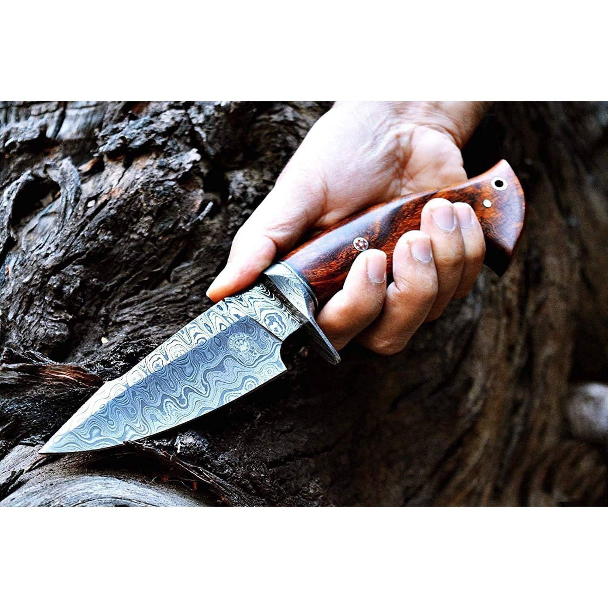 BigCat Knives - Wholesale Pocket Knife/Holder - Predator Hunter - Handmade Damascus Hunting/Camping Knife7