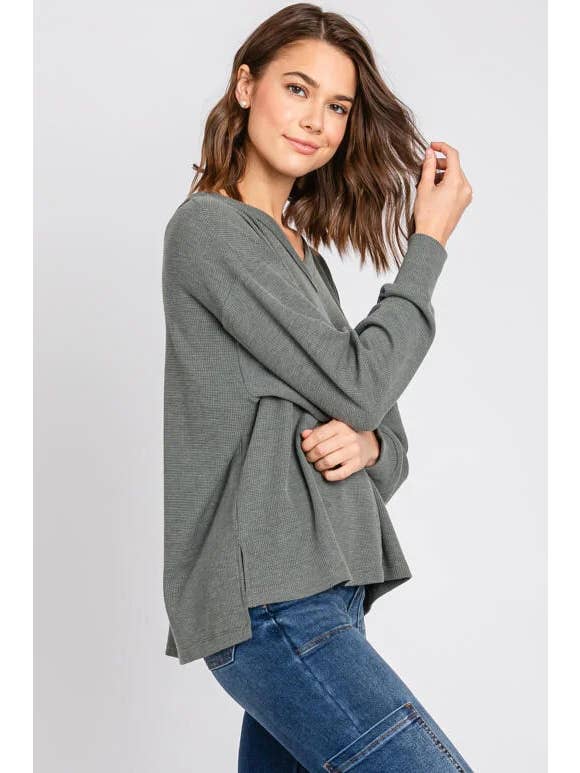 Dk Olive Thermal Long Sleeve Top - T31146 for wholesale on Faire2