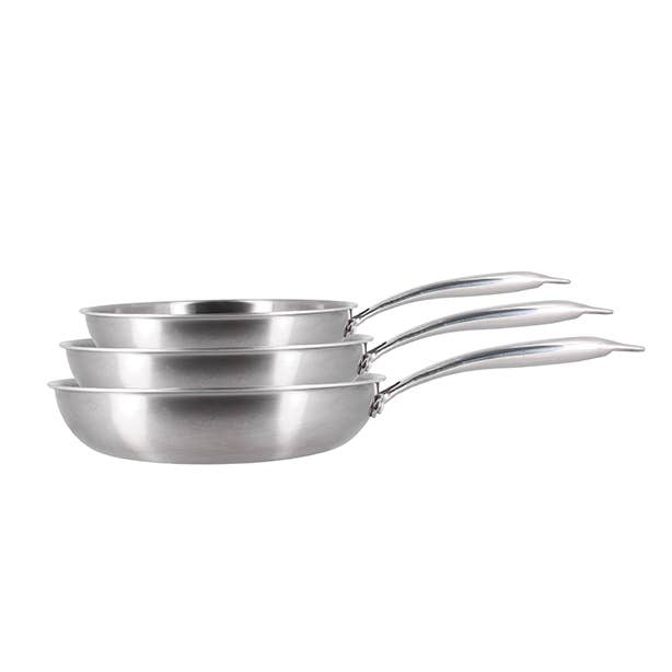 Menastyl - Wholesale Pan - Set 3 triply stainless steel frying pans 20/24/28cm - induction1