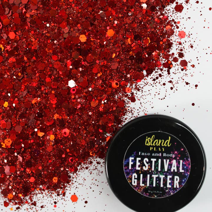 Hot Red - Festival Glitter (10g) for wholesale by Island Play Cosmetics