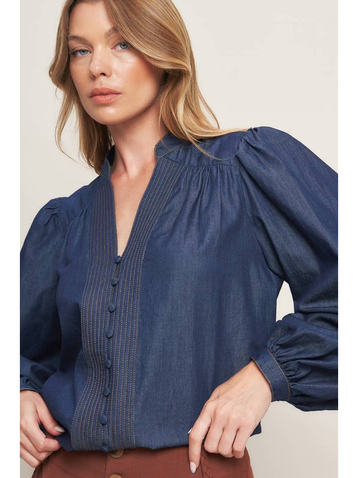 DARK INDIGO A lightweight denim top - IT13872 for wholesale on Faire4