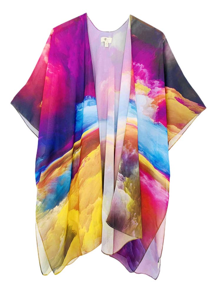 Kimono de nubes multicolores JC070991 morado-azul para venta al por mayor de JC Sunny Fashion
