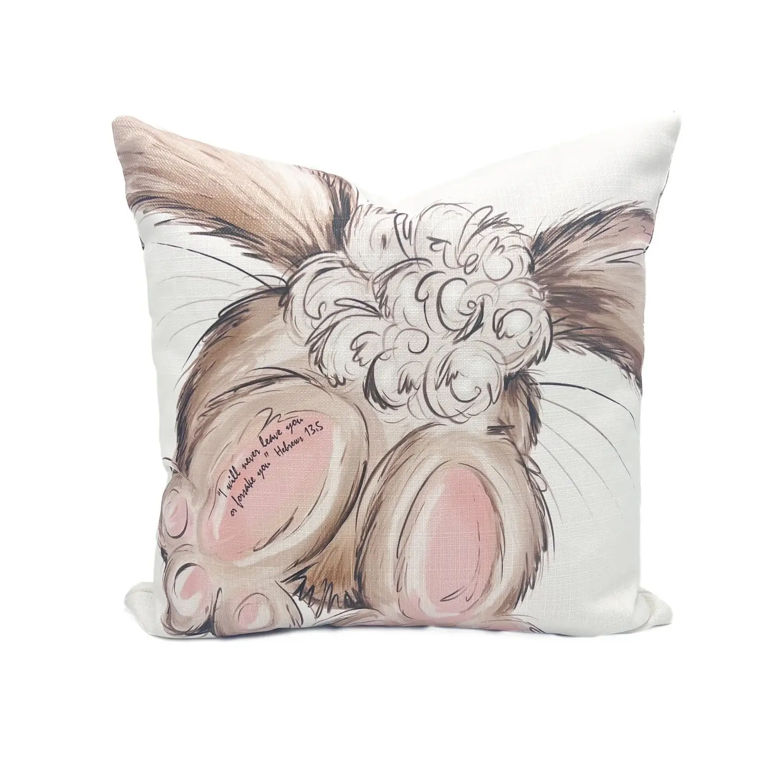 Rachel Brooks Design, LLC – Großhandel Zierkissen – Osterkissen "All Ears Bunny" mit Schriftstellenverweis - Oster-Wurfkissen1