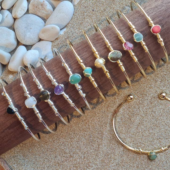 Handcrafted Natural Stone Jewelry in Solid Copper with Silver & Gold Plating for wholesale by Shemo