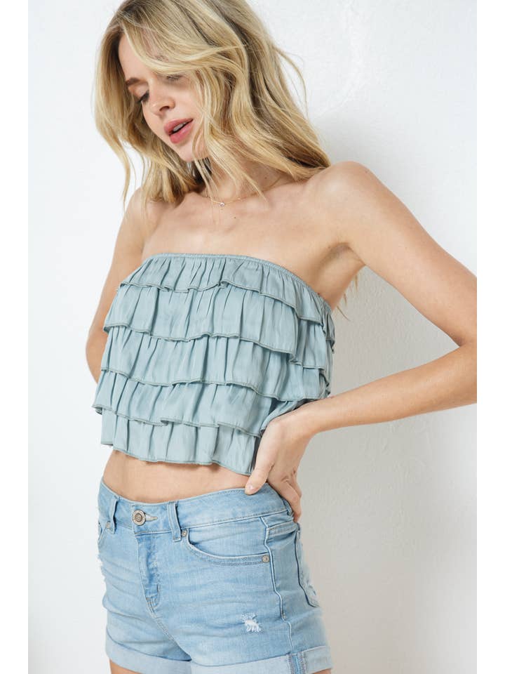 Blue B – wholesale Blus - Dam – 51464T - AXELBANDSLÖS RUFFLE RÖR TOPP9