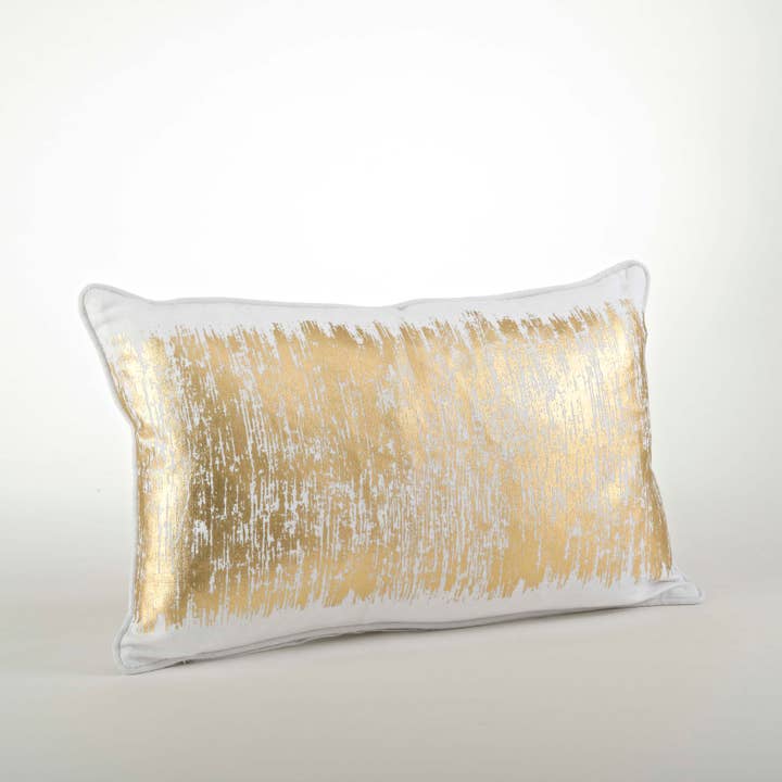 Metallic Banded Design Pillow - Down Filled for wholesale by Saro Lifestyle