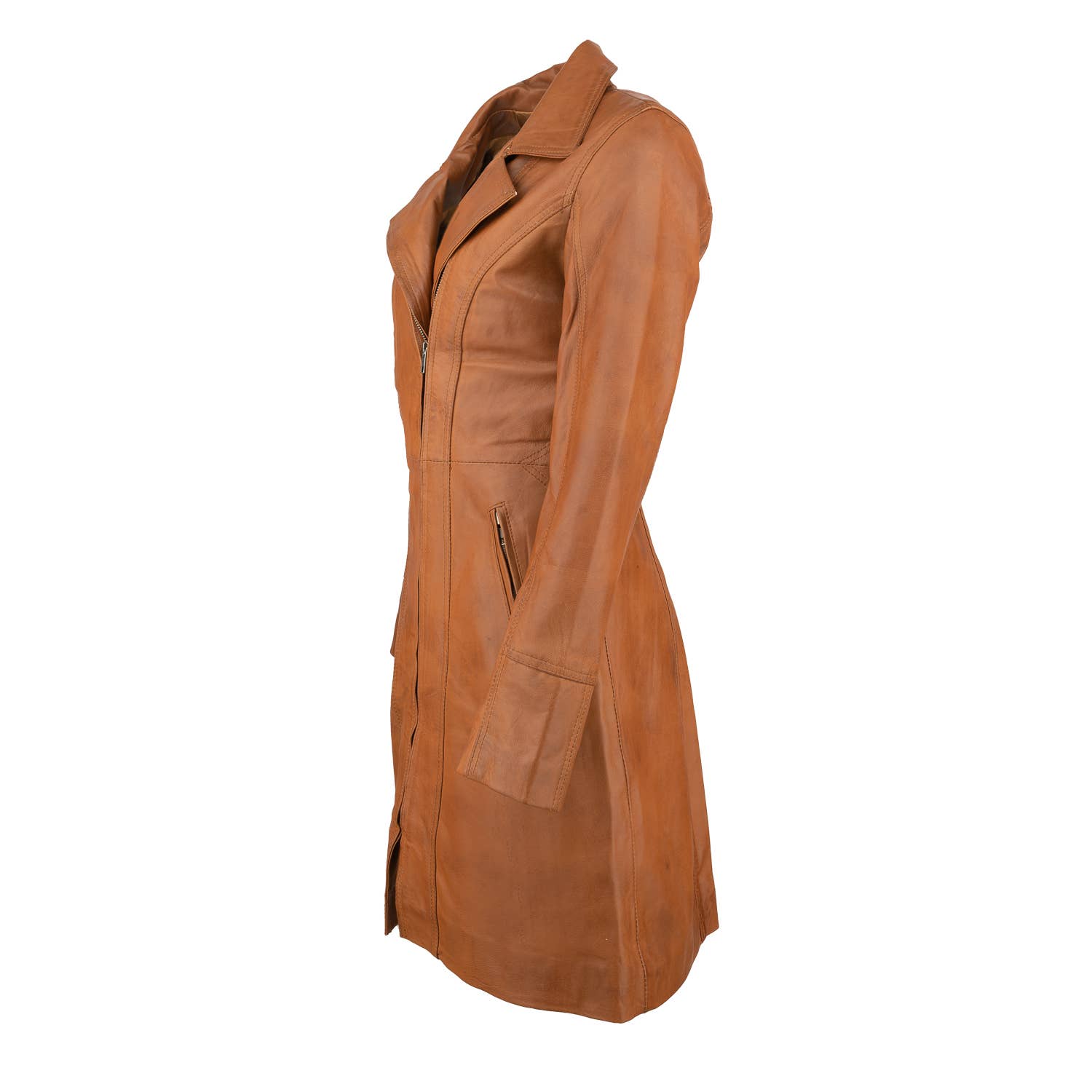 Urban 5884 Amsterdam | Leather jackets – Casaco de couro - Mulher por atacado – Casaco feminino longo Janice Urban 5884 em couro de carneiro verde encerado6