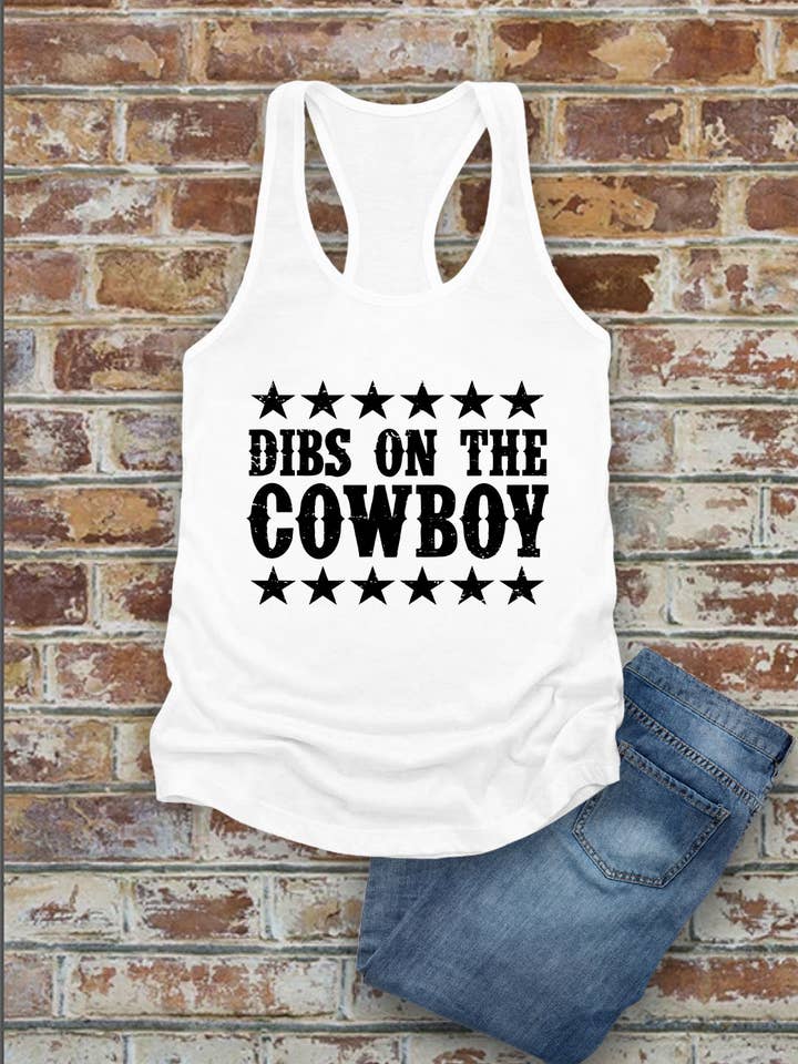Débardeur Dibs On The Cowboy, Western, coupe Racerback pour femmes pour la vente par Top Avenue