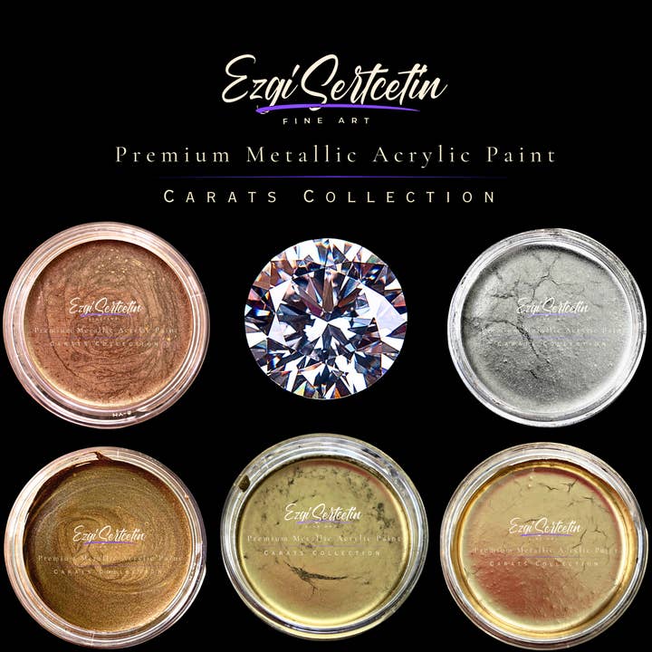 Premium Metallic Acrylic Paint 3 oz |Unique Metallic Bright Colors | Special Carat Collection by Ezgi Sertcetin for wholesale by Ezgi Sertcetin