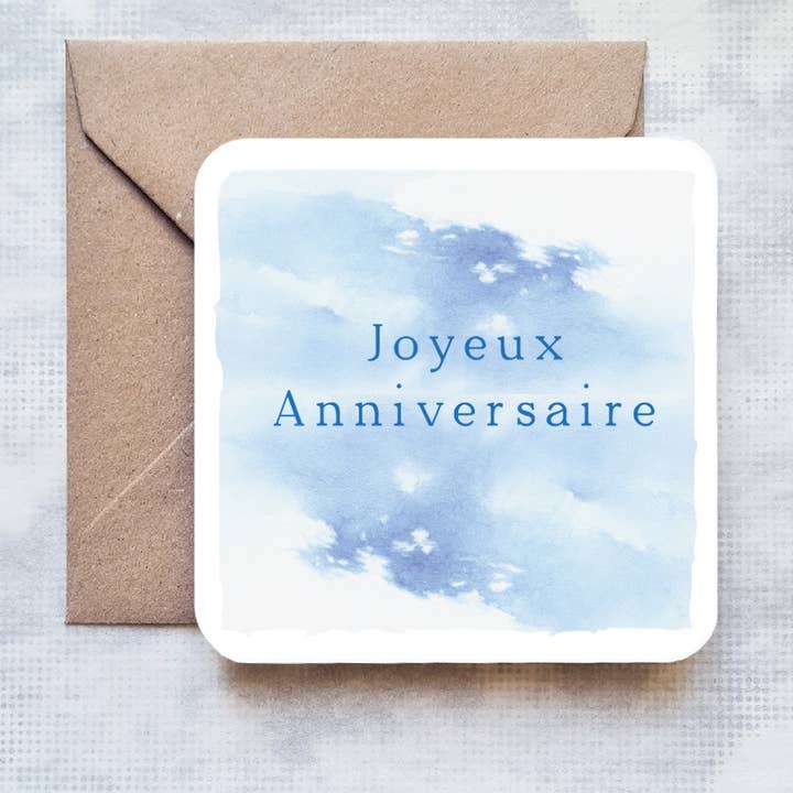 River Fabric - Wholesale Birthday Card - Blue “Birthday” card - 10 x 10 cm and approx. recycled0