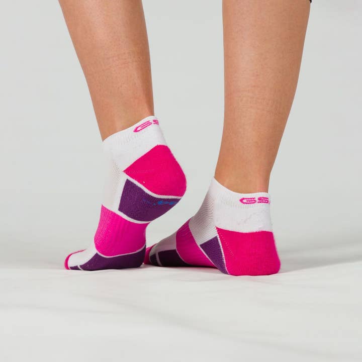 White Green Fuchsia Purple GSA 694 Extra Cushioned Performance Low Cut Socks / 3Pack for wholesale on Faire6