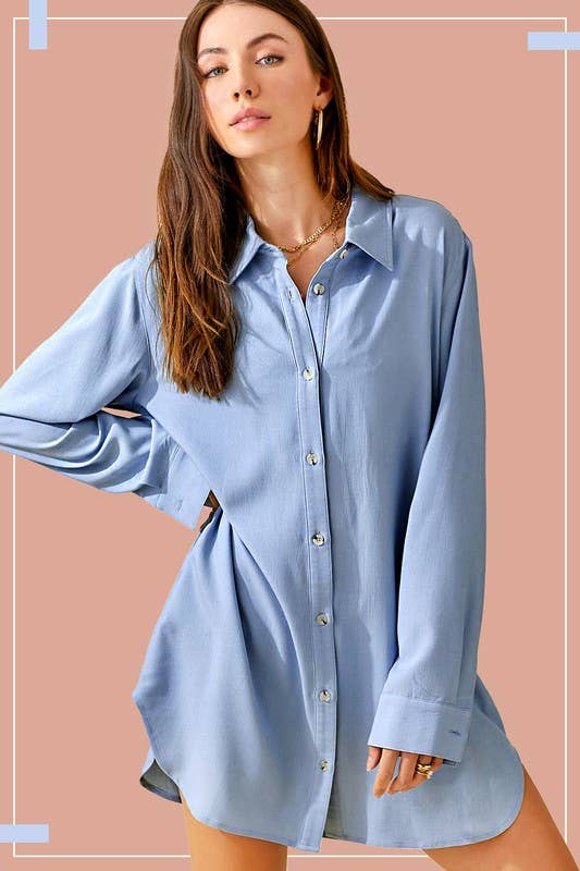 La Miel – Engroshandel Skjorte med buttondown – til kvinder – La Miel løs pasform tunika med knapper og sidelommer7