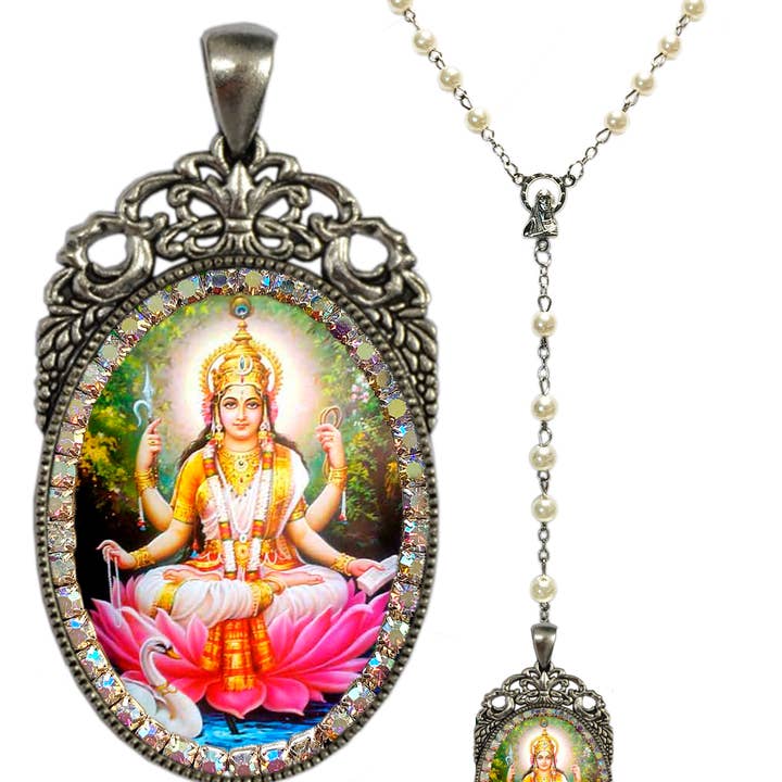 MariaSantissimaShop - Vendita all'ingrosso Collana con ciondolo/pendaglio - Rosario di Saraswati Vandana Dea Ciondolo Medaglia Hindu Hindu Handdess Sarasvati5