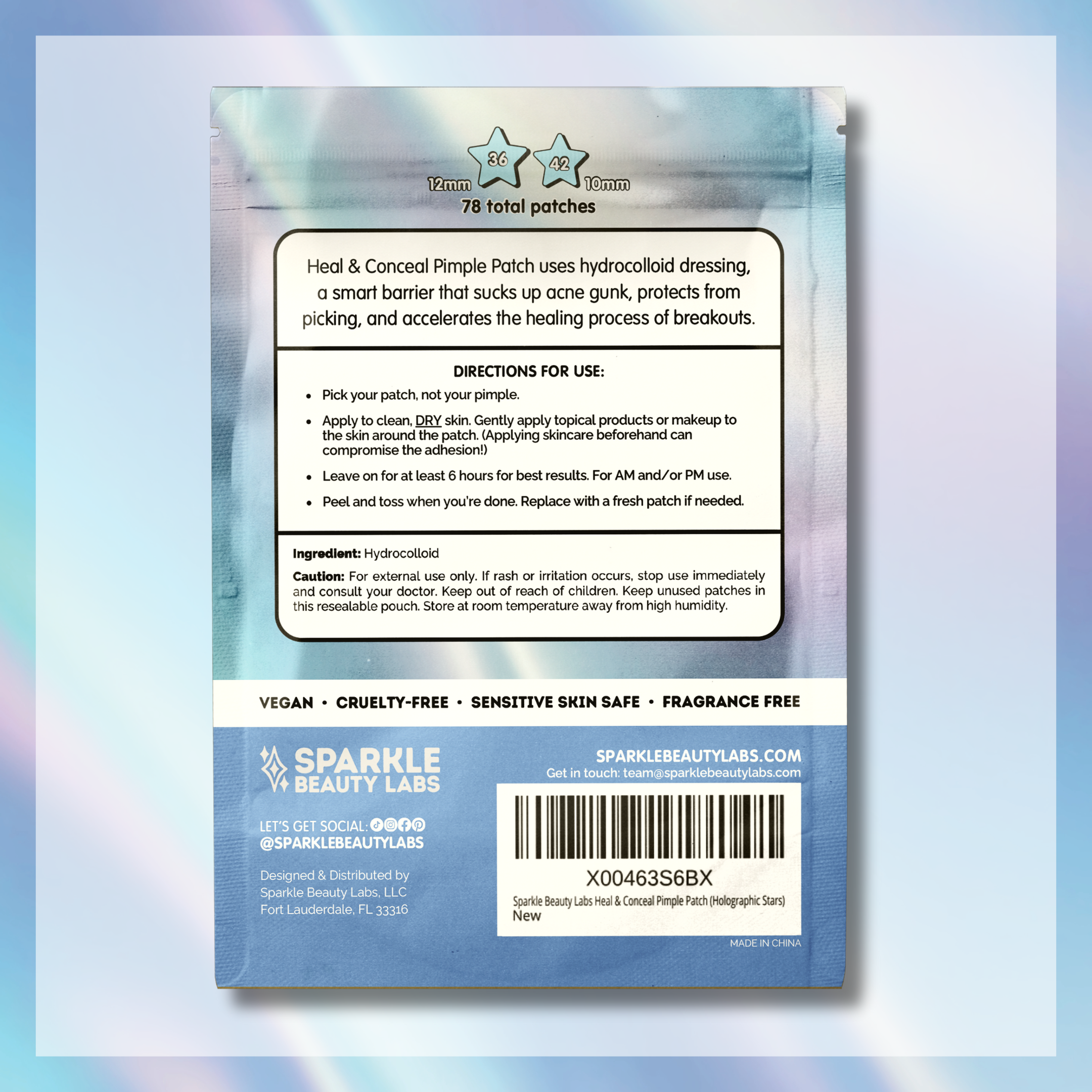 Sparkle Beauty Labs - Wholesale Acne/Hydrocolloid Patch - Heal & Conceal Pimple Patch ⭐️ Holographic Stars (78 count)4