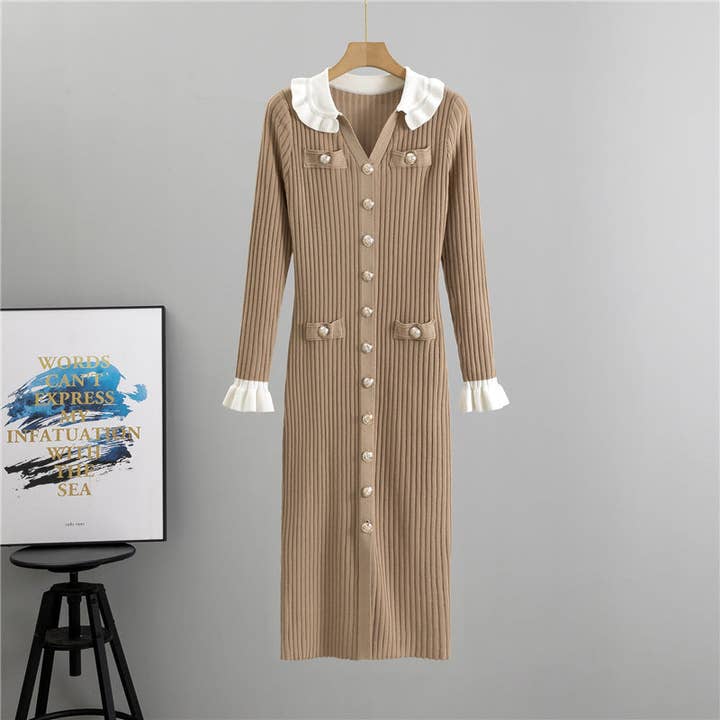 Chic Vneck knit dress 2025 fallwinter elegant designer midi and other Purchase Wholesale designer dress. Free Returns & Net 60 Terms on Faire trending on Faire.