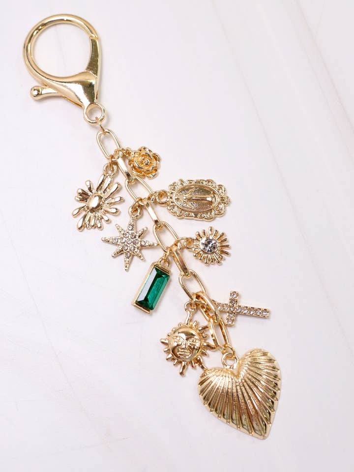 Janey Heart Bag Charm Gold for wholesale by Caroline Hill