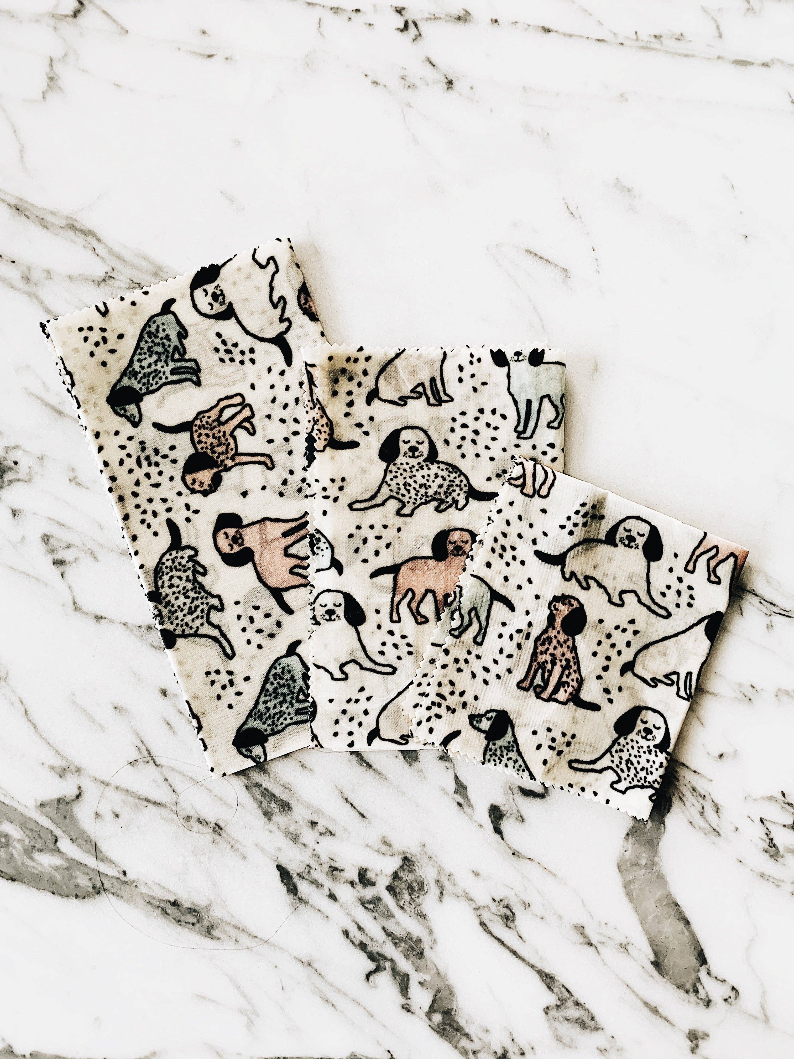 Essence of Life Organics - Wholesale Food Storage Wrap/Bag - Vegan Food Wraps starter pack of 3, Puppy Love2