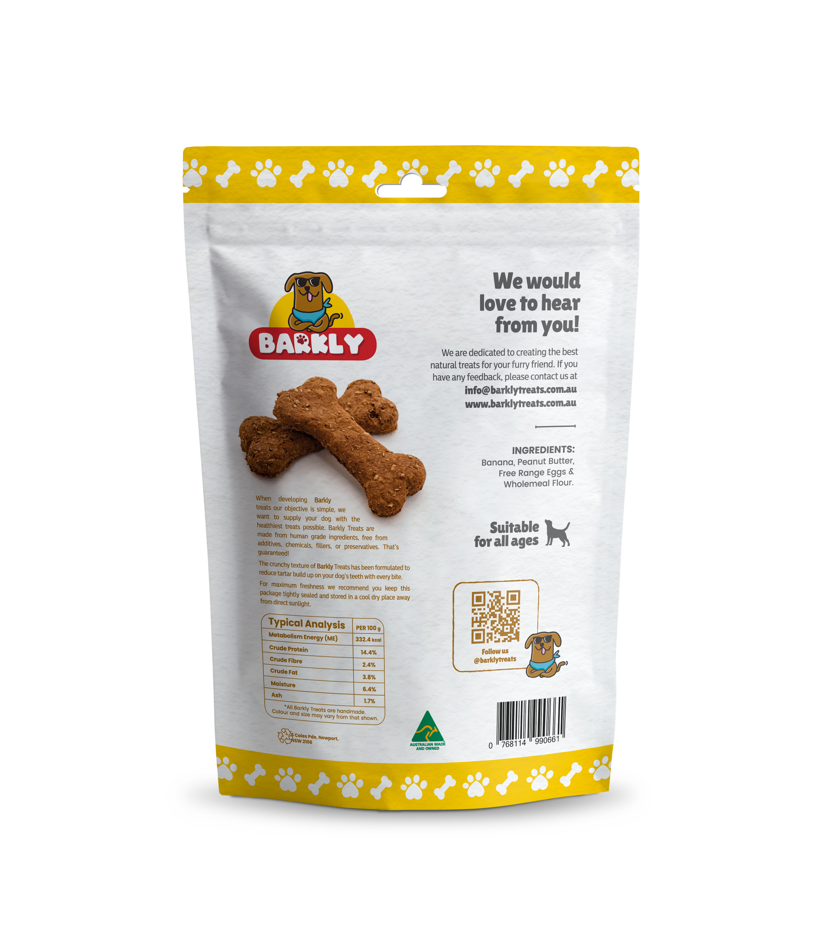 Barkly Natural Dog Treats - Wholesale Pet Treats - Dog - Banana & Peanut Butter1