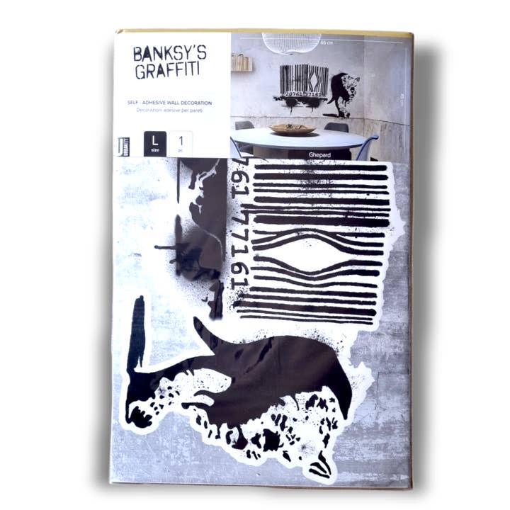 URBAN.ITY SRL – Großhandel Wanddeko - Kind & Baby – Banksy Wandaufkleber (65 x 45 cm) — Barcode Leopard1
