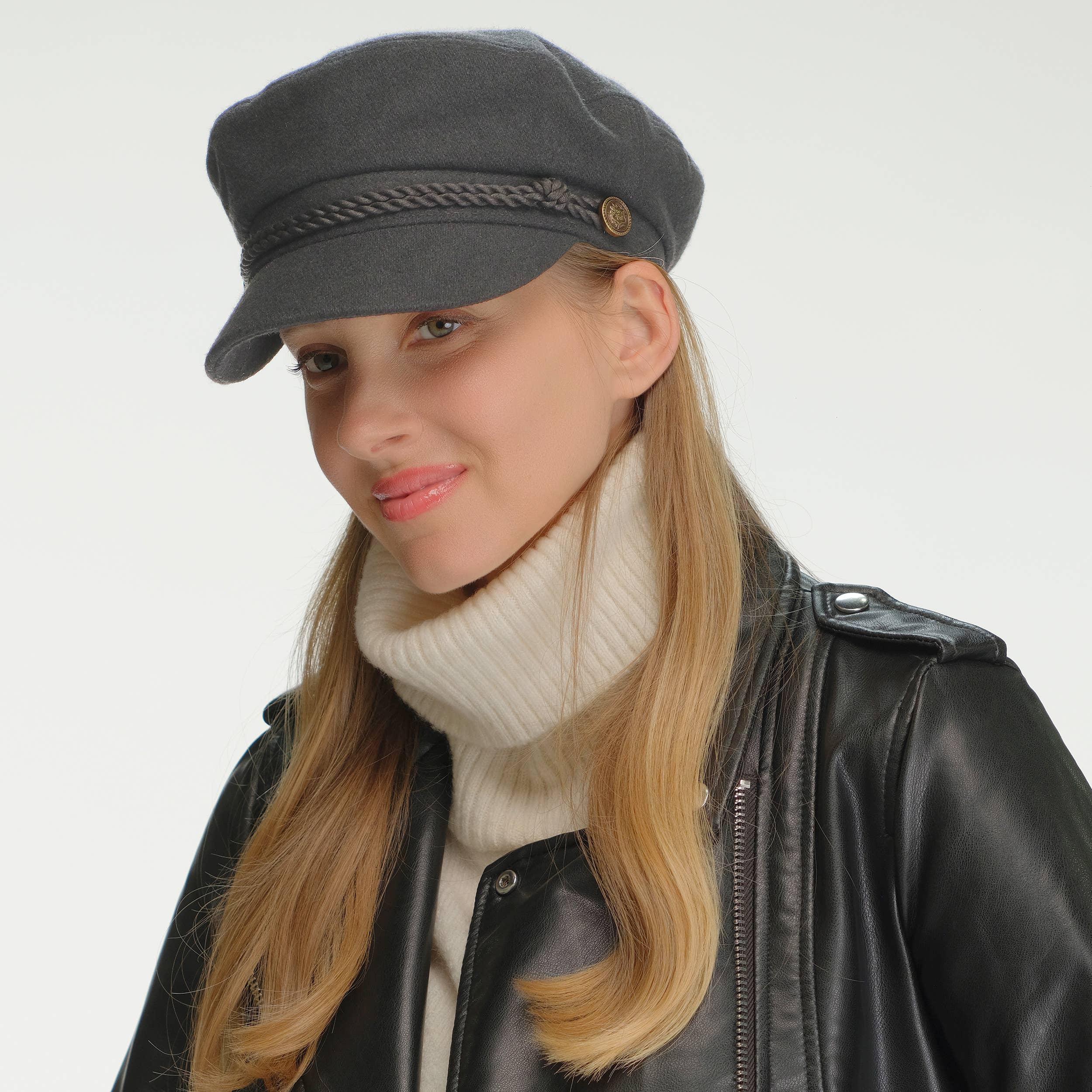 Hana - Wholesale Newsboy/Schoolboy Hat - Women's - C.C Rope with Button Deco Solid Fisherman's Cap9