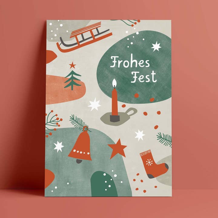 Cartolina // »Buone Feste« rosso/verde per la vendita all'ingrosso da parte di Designfräulein