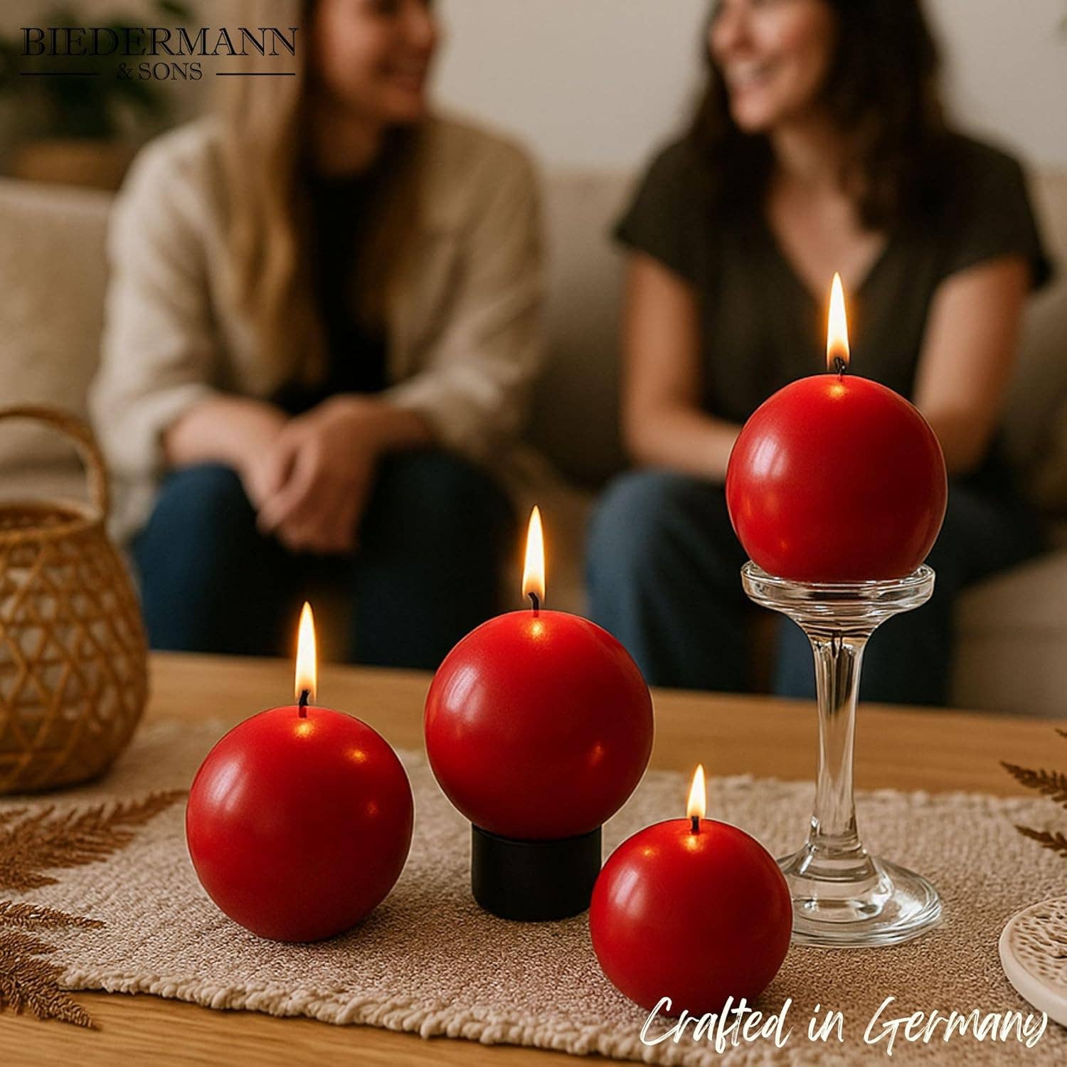 Biedermann & Sons - Vendita all'ingrosso Candele regalo - Candele a sfera rosso mirtillo, diametro 2,5", bruciano per 8 ore3