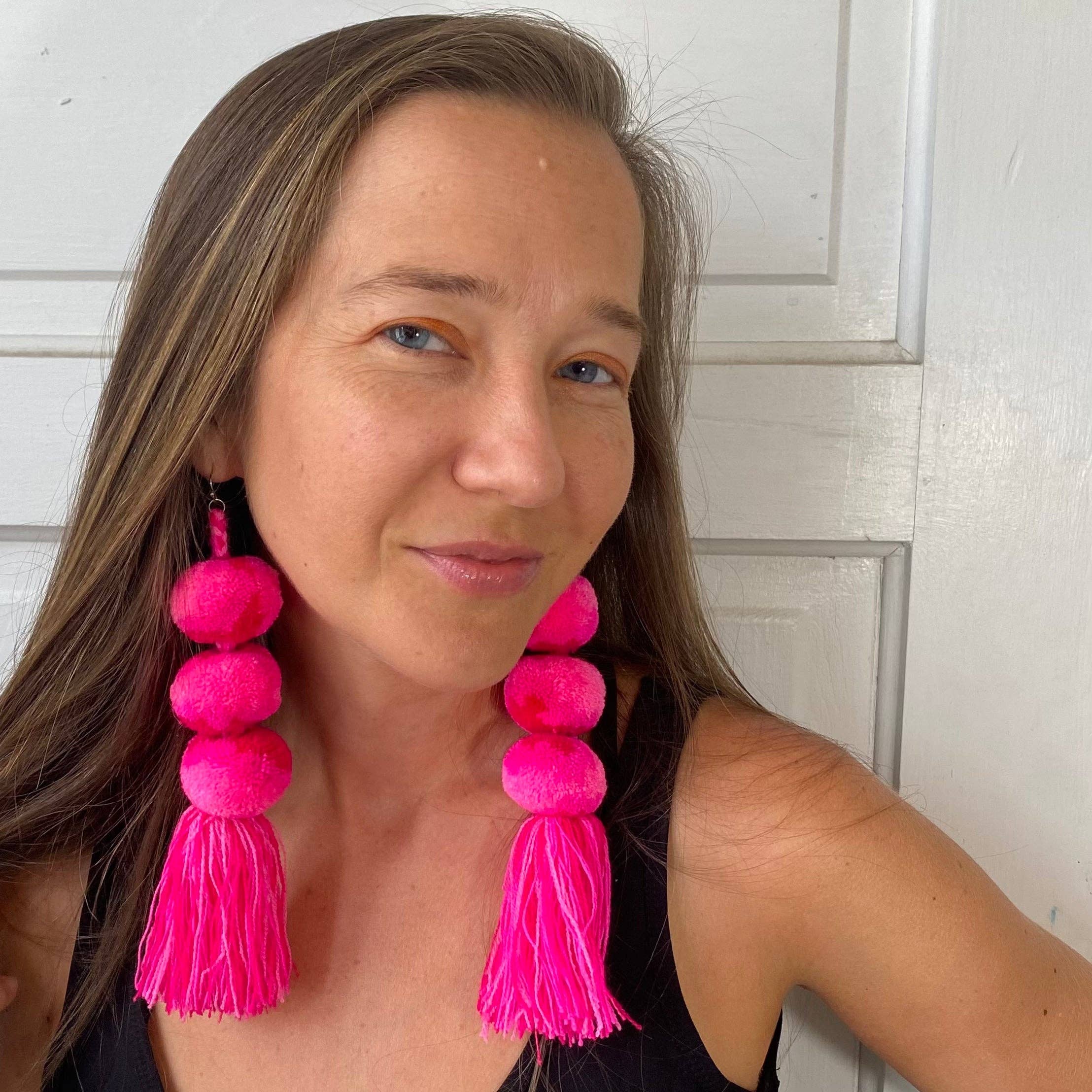 SWIETstuff - Wholesale Tassel Earrings - Tie-Dye Pompom Earrings7