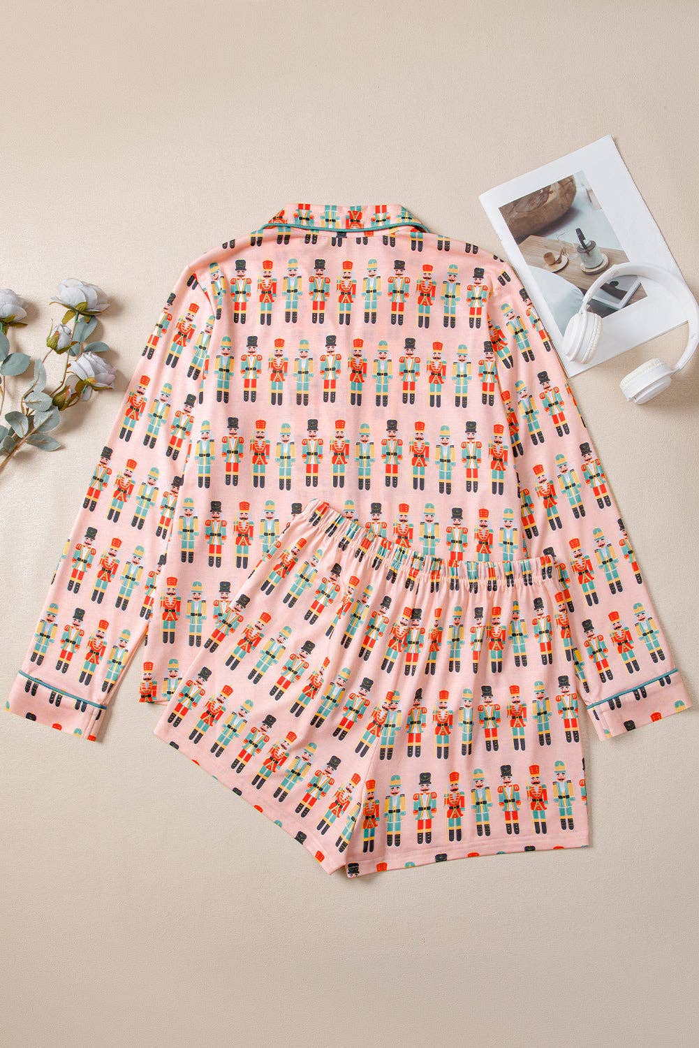 Rosa Set Pigiama Natalizio con Maglia e Pantaloncini Schiaccianoci in vendita all'ingrosso su Faire6