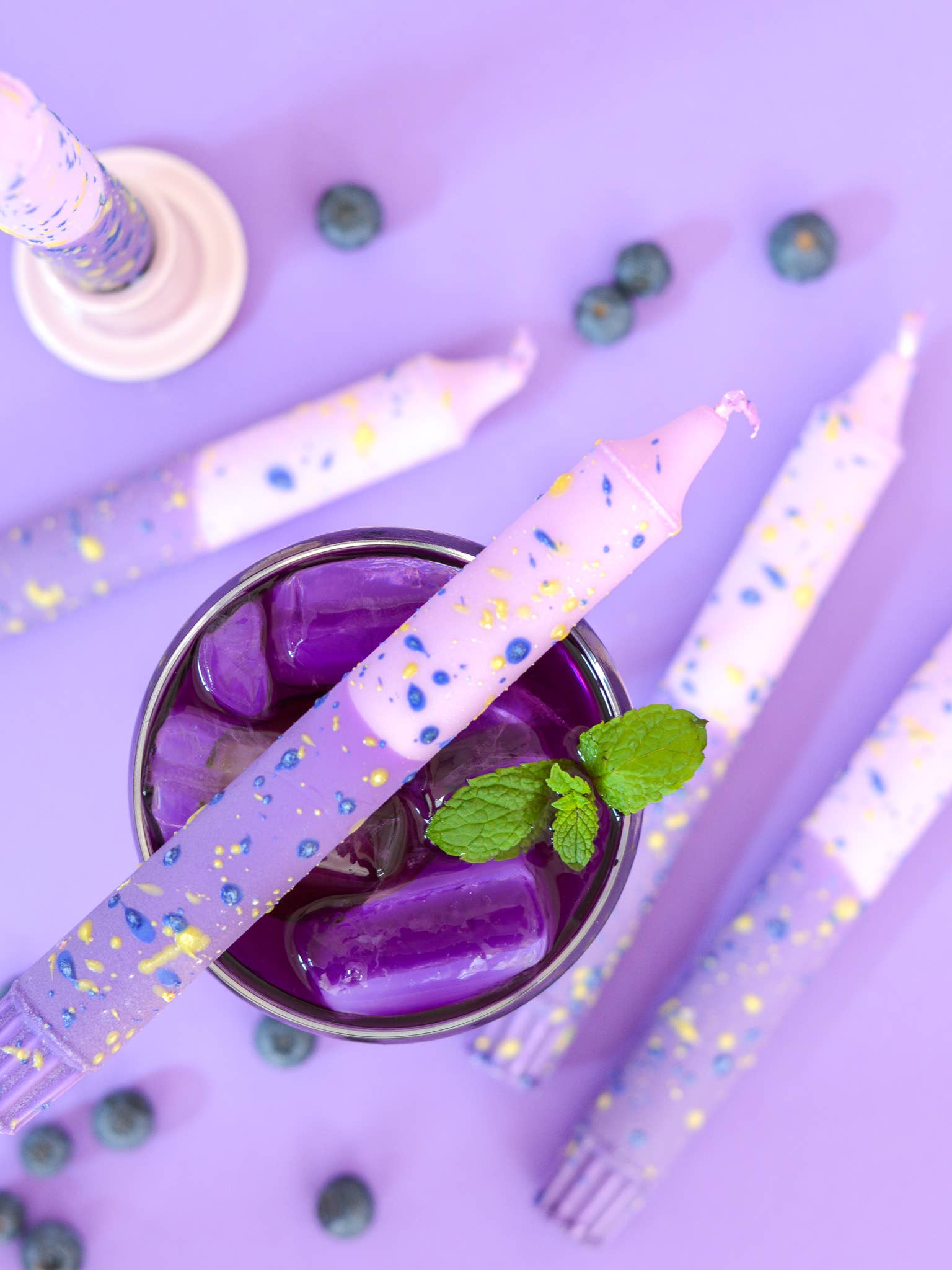 Nordtrice - Wholesale Tapered Candle/Candlestick - Taper candles- Summer Party / Purple Grapes & Confetti3