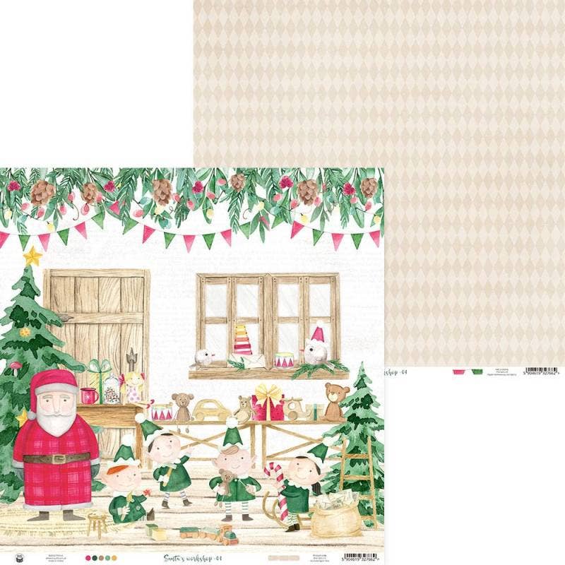 P13 - Wholesale Flat Wrap - Paper Santa'S Workshop 01, 12X12"0