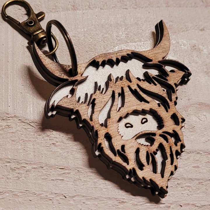 Leather Highland Cow Keychain Wholesale Highland Cow Keychain For