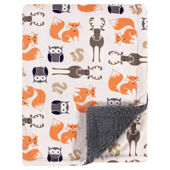 Hudson Baby Plush Blanket with Sherpa Back, Boy Forest for wholesale by BabyVision
