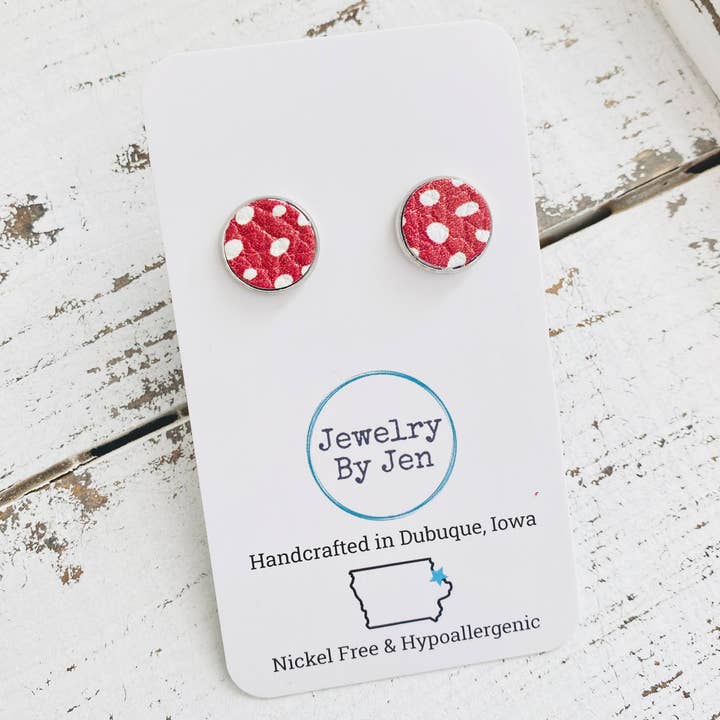 Jewelry By Jen - Wholesale Stud/Post Earrings - Stud Earrings: Red Spots